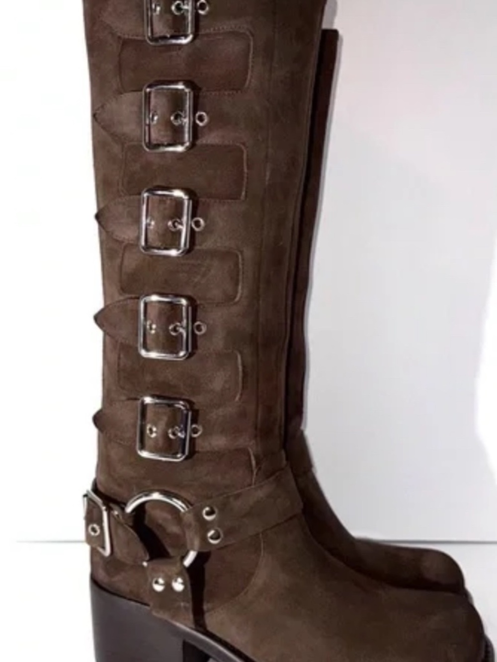 Jeffrey Campbell trouble buckle brown suede shoes 7 - Picture 2 of 4